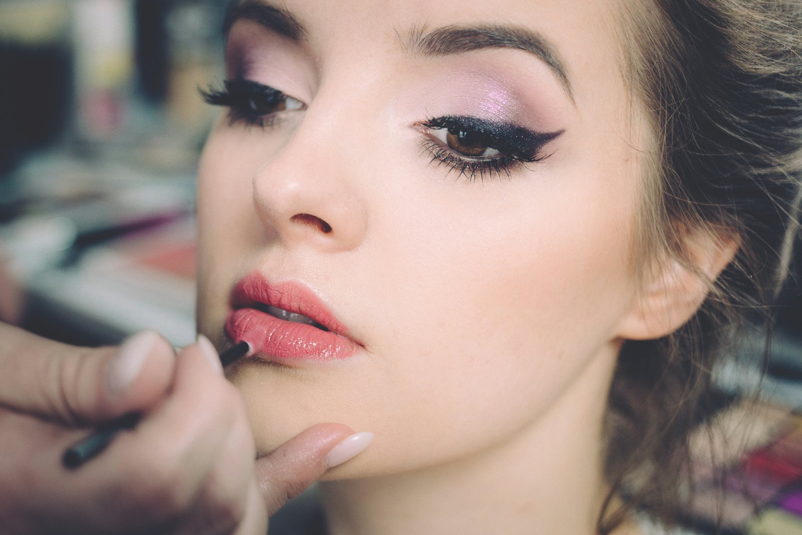 Bridal make-up being applied